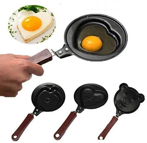 Carbon Steel Egg Fry Pan, Color : Black