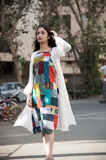 Cotton Printed Mix Fabric White Long Shrug, Style : Patch