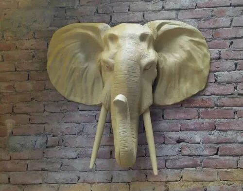 FRP Elephant Head Statue, Color : Grey