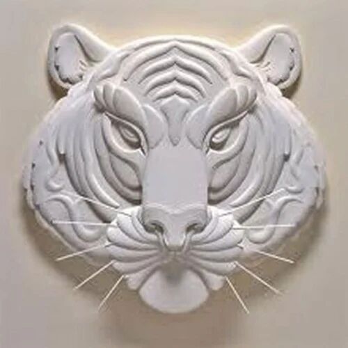 Marble Tiger Head Statue, Color : White