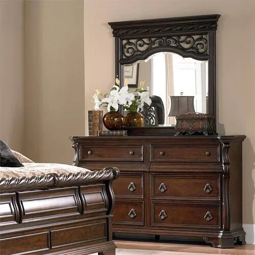 Wooden Classic Dressing Table, Color : Brown