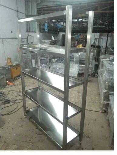 Silver Stainless Steel Storage Rack, Rack Type : Free Standing Unit