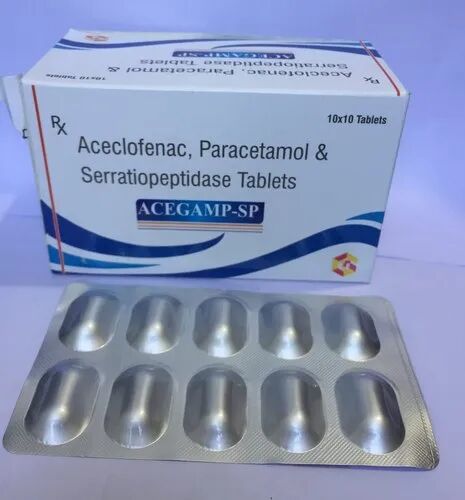 Acegamp SP Aceclofenac Paracetamol and Serratiopeptidase Tablets