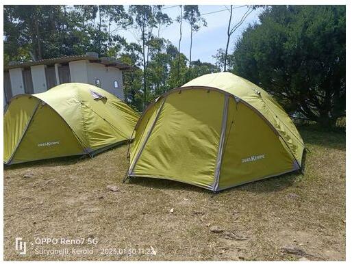 Blue PVC trekking tent, Size : 7x 7.5 feet