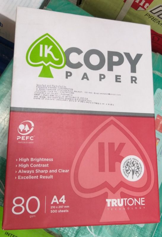 80 Gsm IK A4 Size Paper, for Photocopy, Color : Natural White