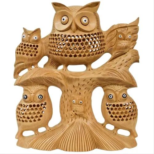 Wooden Undercut Tree Owl, Size : 6, 8, 10, 12 inches