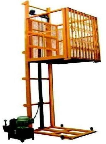 Yellow Semi Automatic Square Metal Goods Lift, for Industrial, Construcitonal