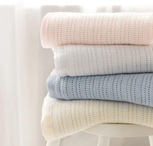 Pure Cotton Baby Cellular Blanket, Pattern : Plain