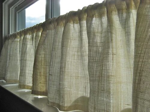 Woven Cafe Curtain, Color : Green