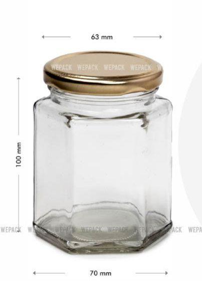 Clear 250ml Hexagonal Glass Jar, for Jam/caviar, Pattern : Plain