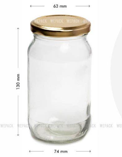 Clear 400ml Round Glass Jar, for Jam/caviar, Pattern : Plain