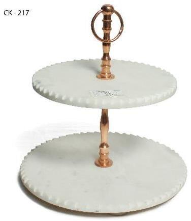 Round Marble Two Tier Cake Stand, for Restaurant, Hotel, Size : Multisize