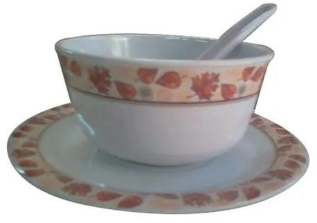 Glossy Printed Melamine Soup Bowl Set, Color : White