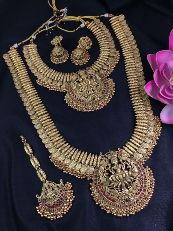 KDJ-066 Laxmi Temple Necklace Set, Occasion : Wedding Wear