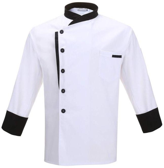 White Plain Cotton Chef Coat, Sleeve Type : Full Sleeve