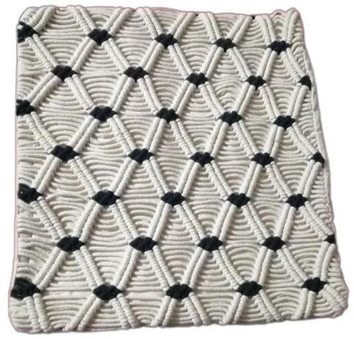 White Black Jute Crochet Pillow Cover, for Home, Shape : Square