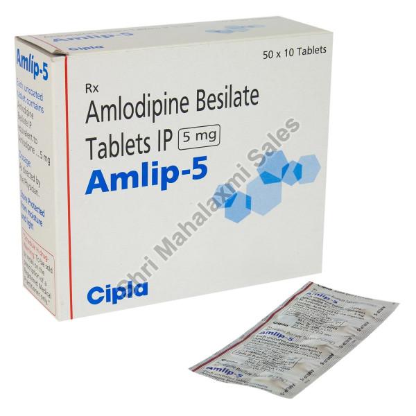 Amlip 5 Tablet (Amlodipine), Grade : Medicine Grade