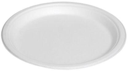 White 10 Inch Round Bagasse Plate, For Serving Food