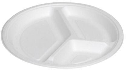 10 Inch White 3CP Round Bagasse Plate