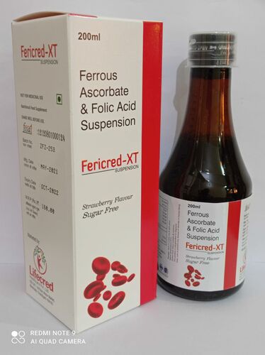 Ferrous Ascorbate and Folic Acid Suspension, Packaging Size : 200ml