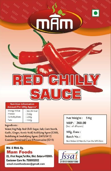 Red chilli sauce, Certification : FSSAI