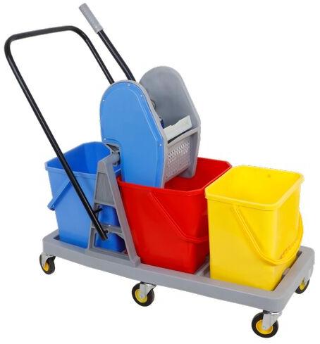 Plastic Wringer Mopping Trolleys, Color : Red, Yellow, Blue