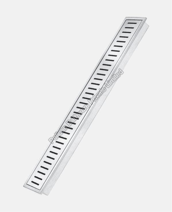 Silver Rectangular SS-304 Liner Long Floor Drain, for Draining