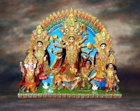 Paint Coating Bangla Fiberglass Durga Statue, For Home, Hotel, House, Religious, Shop, Temple, Size : All Sizes