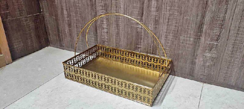 Rectangle Iron Metal Basket with handle, for Restaurant, Feature : Re-usability