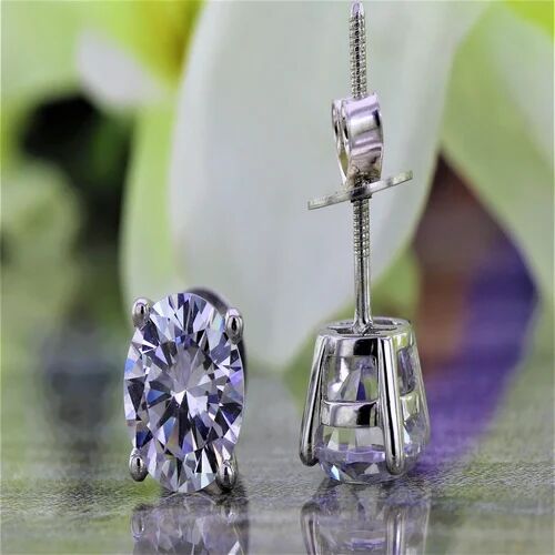 Solitaire Moissanite Diamond Stud Earrings, Occasion : Party Wear