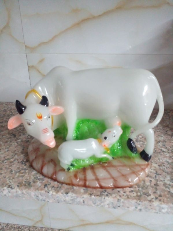 Multicolor Fiber Cow Idol, For Home, Office, Pattern : Printed