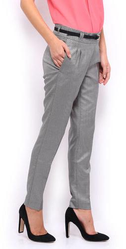 Grey Cotton Womens Formal Pants Fabric