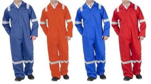 Blue Full Sleeve Polyester Industrial Safety Uniform Fabric, Gender : Female, Male