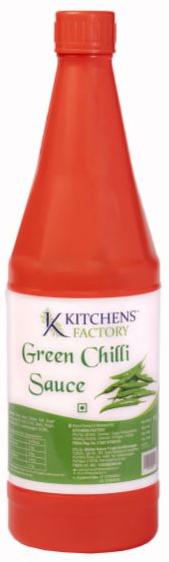 Kitchens Factory Green chilli sauce 1kg, Packaging Type : Bottle