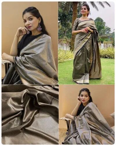  Banarasi Silk Saree, Saree Length : 6.3 m (with blouse piece)