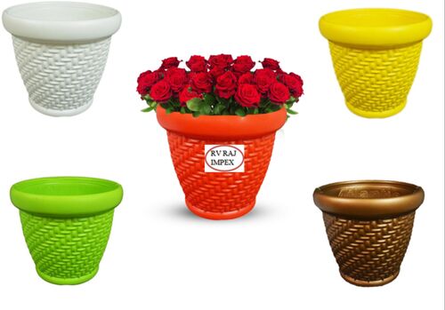 Plastic Wicker Planters, Color : White, Yellow, Red, Apple Green, Copper