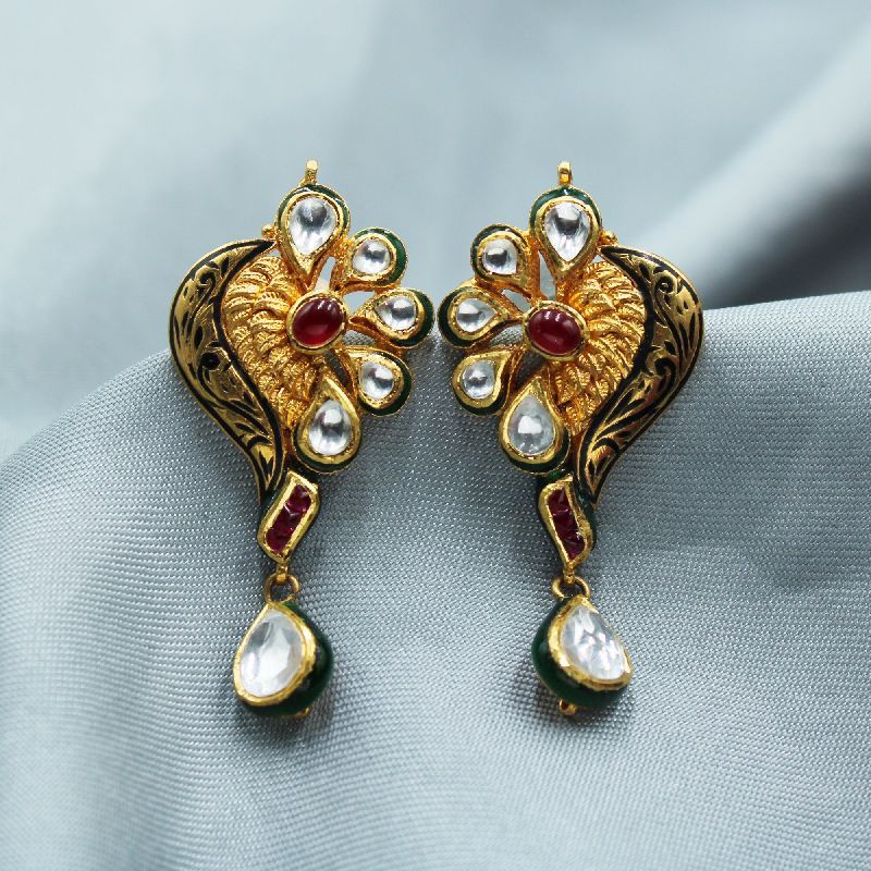Jadau Gold Earrings, Gender : Women's