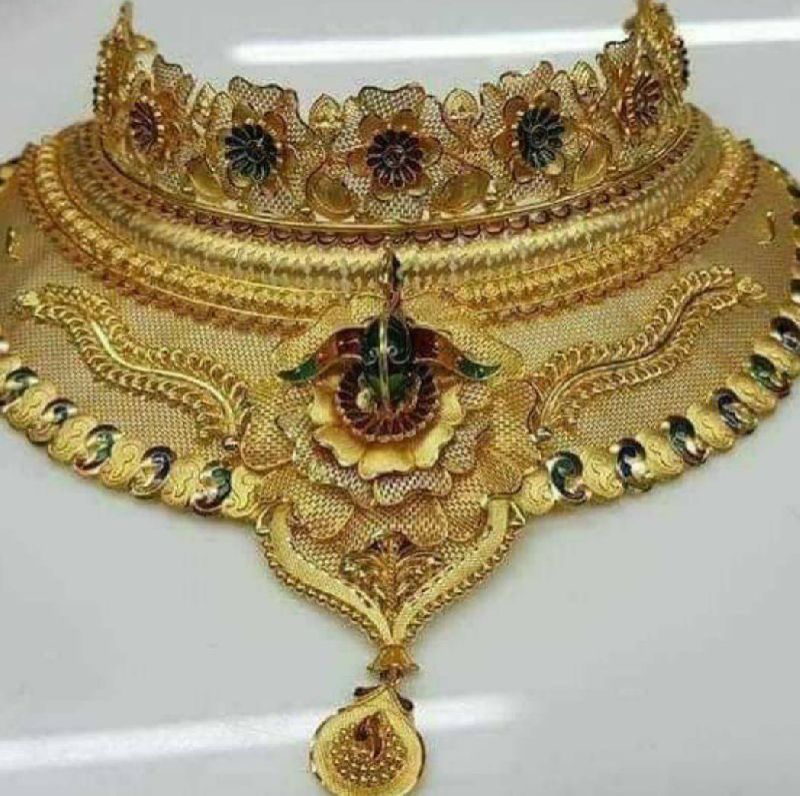 Meenakari Gold Necklace Set, Color : Golden