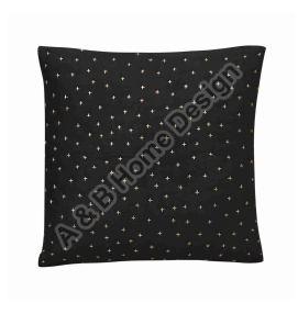 Cross Dot Quilt Embroidered Black Cushion Cover