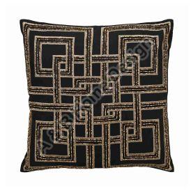 Square Cotton Black Embroidered Cushion Cover, for Sofa, Bed, Chairs, Style : Dobby