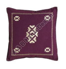 Square Manual Embroidered Purple Cushion Cover, for Sofa, Bed, Chairs, Size : 45*45 cm