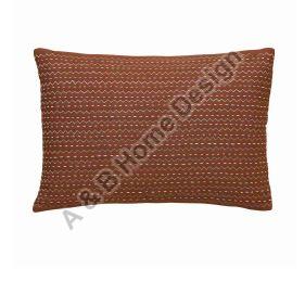 Zigzag Quilt Embroidered Brown Cushion Cover