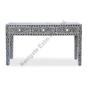 Rectangular Black Elegant Bone Inlay Console Table, Feature : Waterproof, Stylish Look, Stocked, Shiney