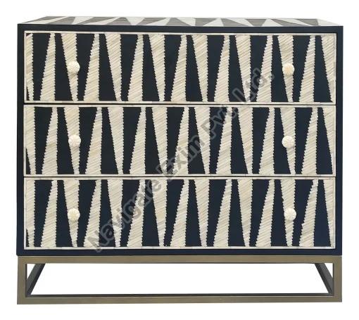 Rectangular Bone Inlay Black Chest Of Drawer