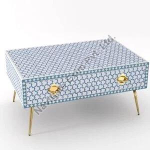 Bone Inlay Blue Coffee Table, Feature : Durable, Eco-Friendly, Fine Finished, Shiney