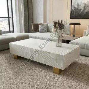 Rectangular Bone Inlay Grey Coffee Table, Feature : Durable, Eco-Friendly, Fine Finished, Shiney, Stocked