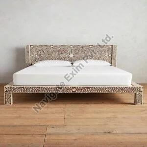 Rectangular Brown Bone Inlay Collin Bed, Feature : Durable, Eco-Friendly, Fine Finished, Shiney, Stocked