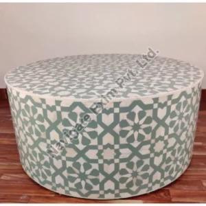 Green Bone Inlay Round Coffee Table