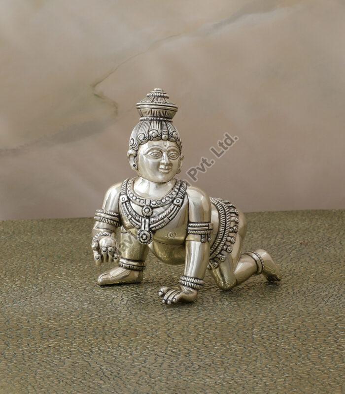 Ladoo Gopal Silver Coated Statue, For Home, Office, Shop, Style : Antique