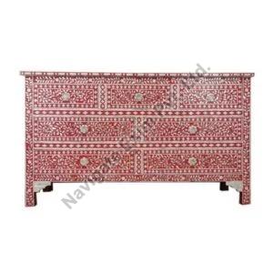 Mother of Pearl Inlay Classic Red Chest Drawer Dresser